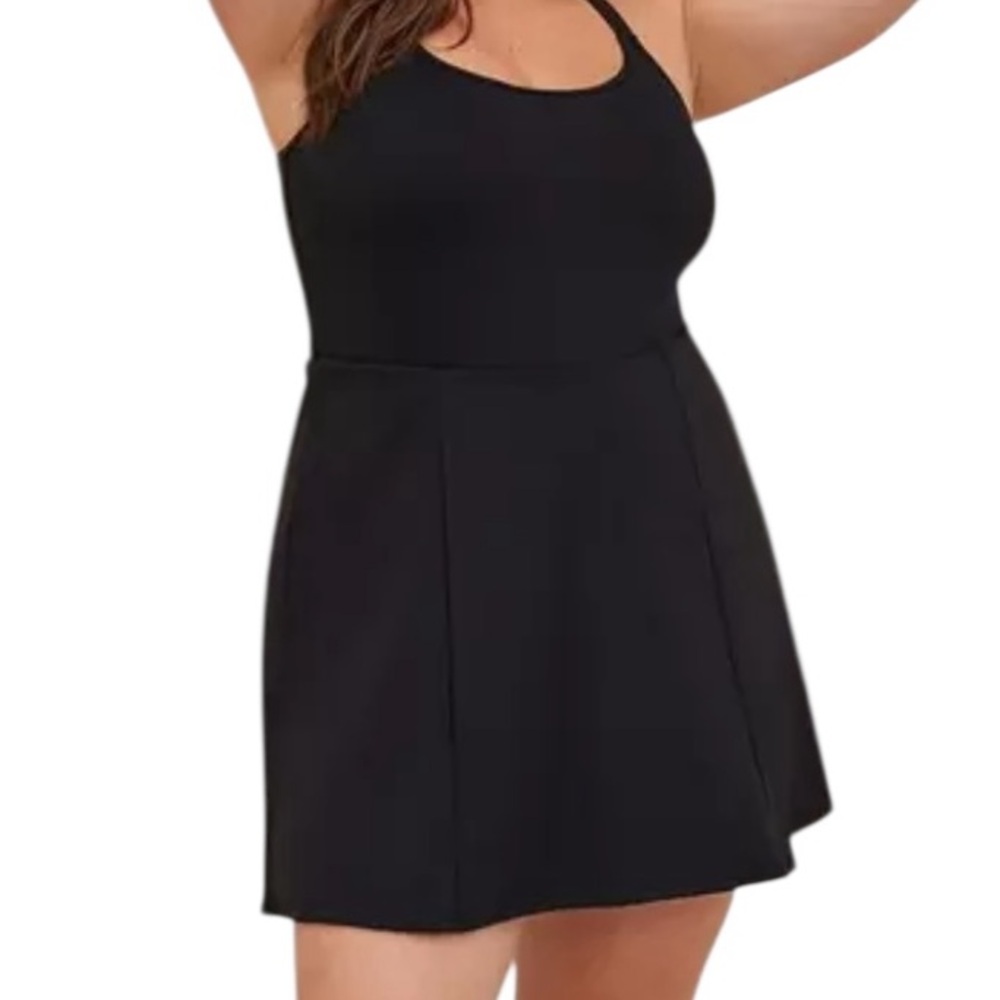 torrid Active Matte Black Swim Dress with Attached Shorts NEW